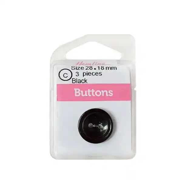 Botón Plástico Borde Doble Negro 18mm 3 D Hb02528.02 18mm 3