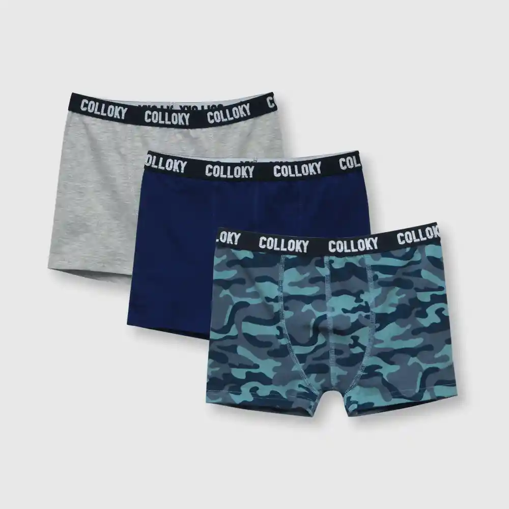 Pack Bóxer Estampado Y Liso Niño Azul Talla 6a