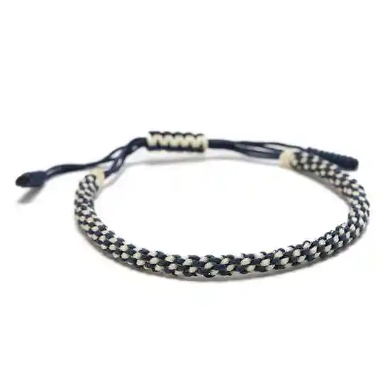 Pulsera Budista Hilo Trenzado Azul y Blanco