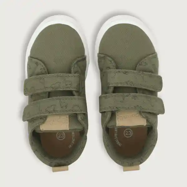 Zapatillas Velcro Doble Niño Militar Talla 20 Opaline