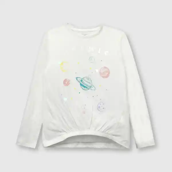 Polera Planetas de Niña Off White Talla 2A Colloky