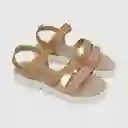 Sandalias Hebilla Étnica De Niña Café Talla 34