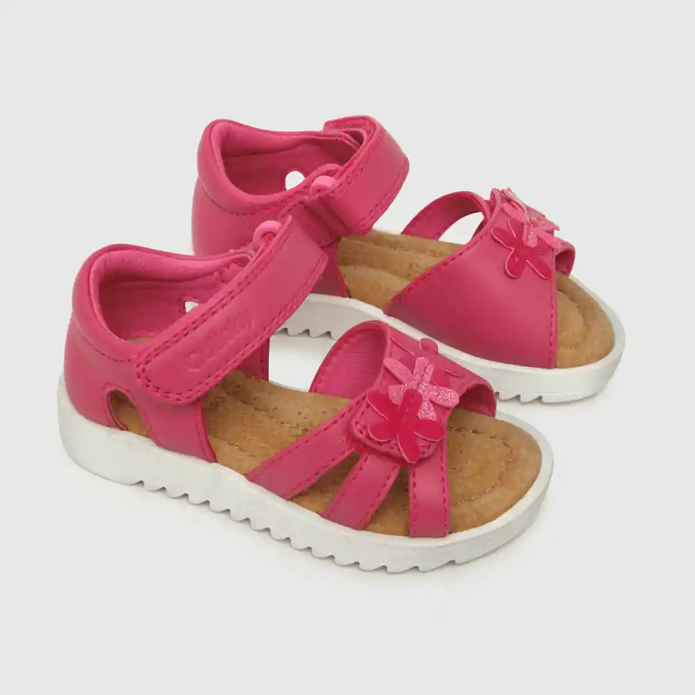 Sandalias Dos Velcros De Niña Rosado Talla 22