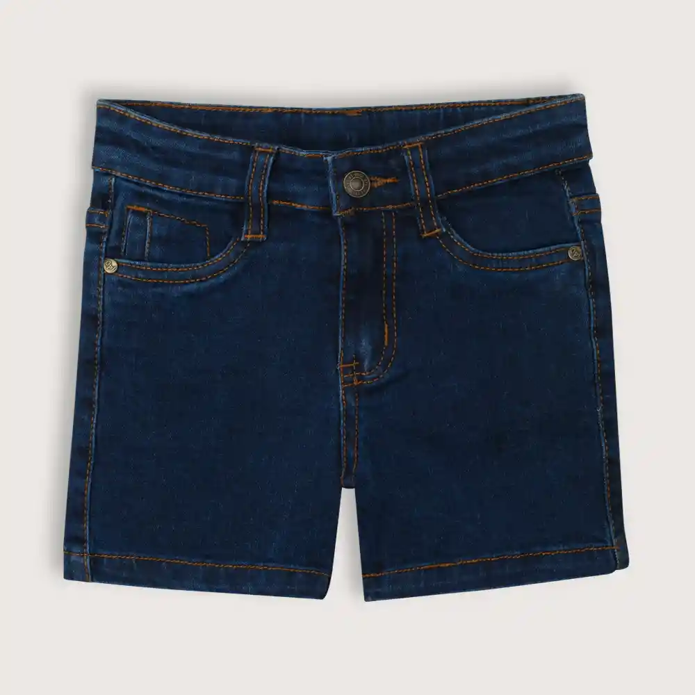 Bermuda Con Elástico En Pretina Niño Azul Talla 6 Meses