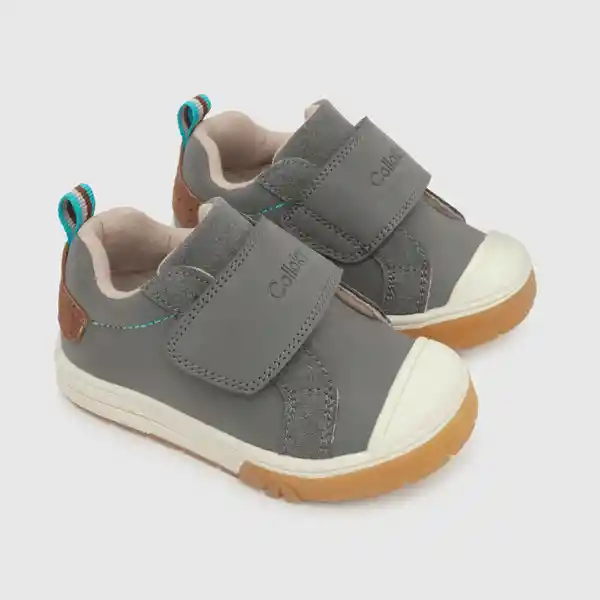 Zapatos Velcro Punta Cubierta Para Niño Gris Talla 26 Colloky