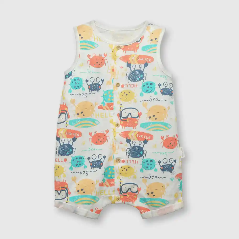 Mameluco Osito Jaibas De Bebé Niño Blanco Talla 00m