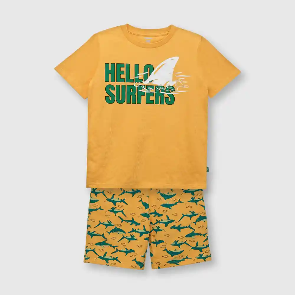 Pijama Algodón De Niño Mostaza Talla 3 Años