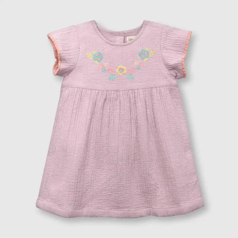 Vestido Bordado De Bebé Niña Lila Talla 9/12m