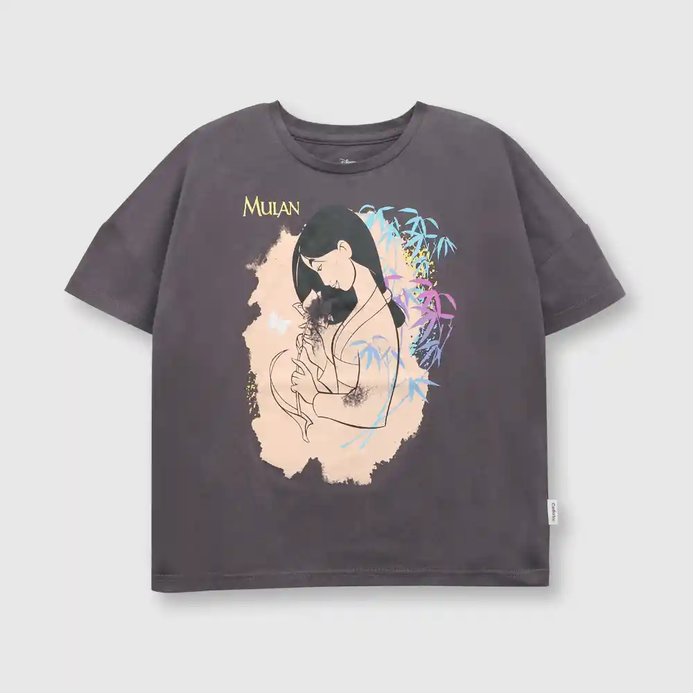 Polera Mulán De Niña Gris Talla 8a
