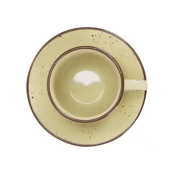 Taza de té Con Plato Stoneware Rústico Blanco 220 mL Casaideas