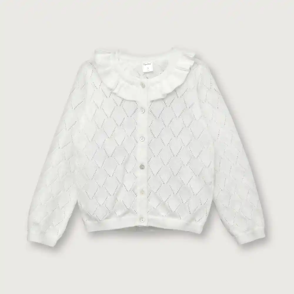 Chaleco Manga Larga Navidad De Niña Blanco Talla 18m