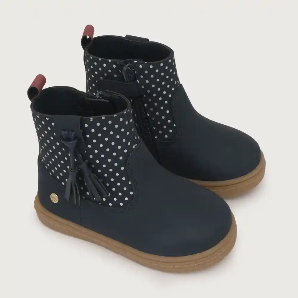 Botines Con Pompom De Niña Azul Talla 23
