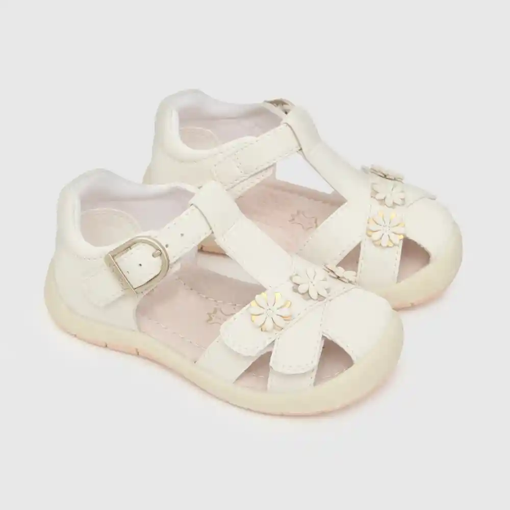 Sandalias Flores Blanco Talla 27