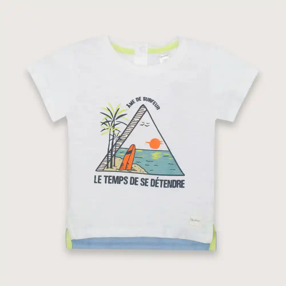 Polera De Niño Surf Blanco Talla 18m