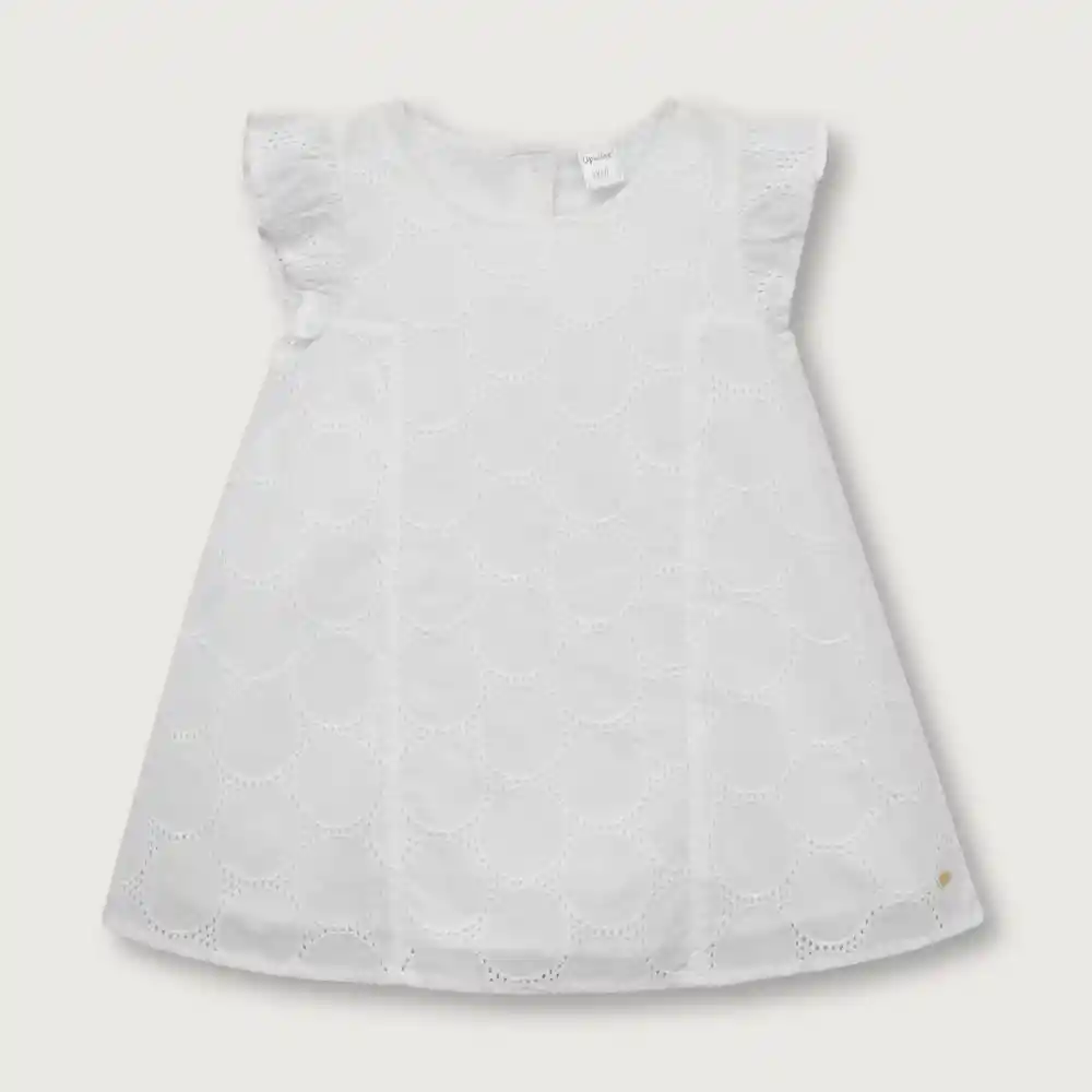 Vestido Manga Corta Con Cortes Niño Blanco Talla 3 Años