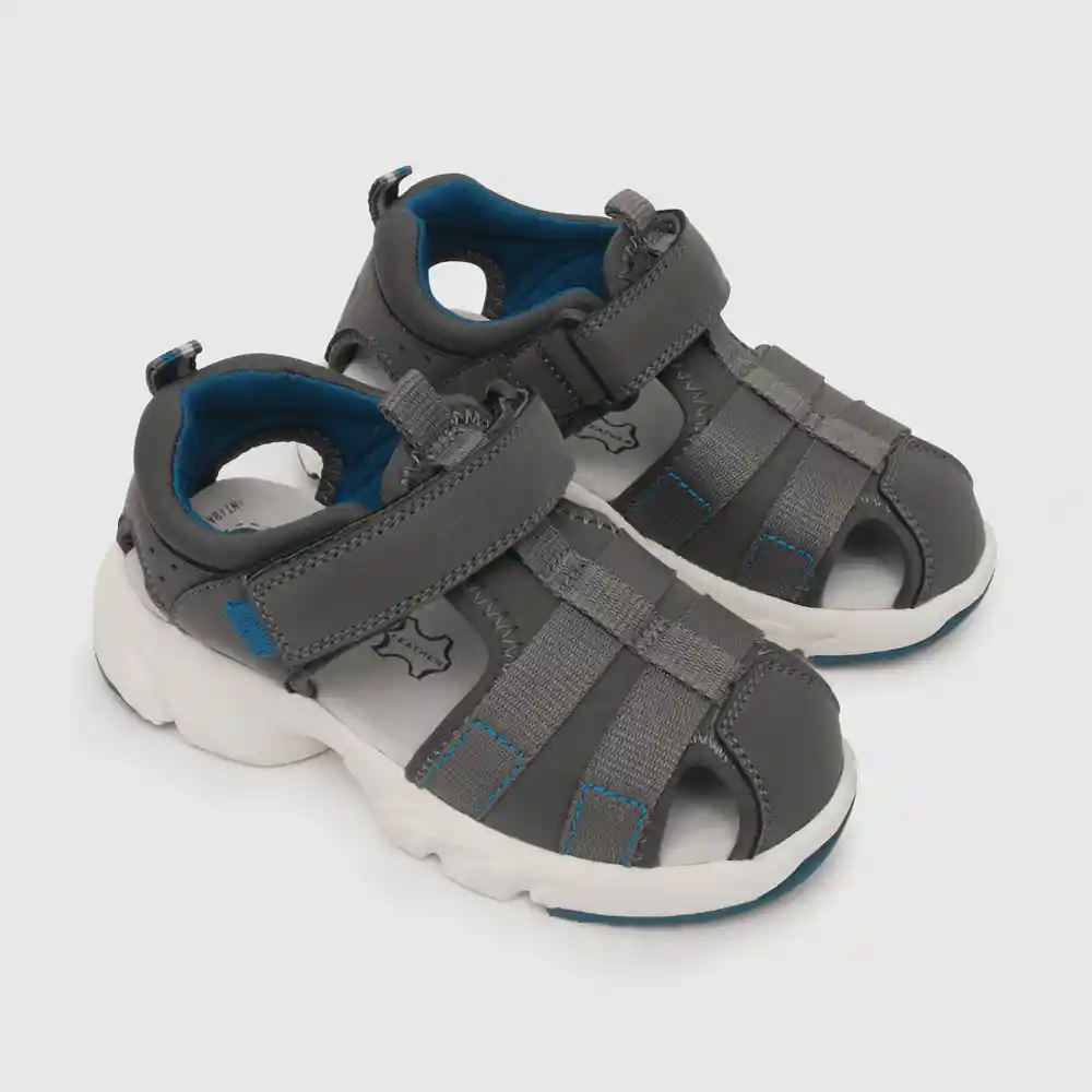 Sandalias De Niño Cerrada Suela Chunky Gris Talla 20