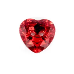 Botón Plástico Cristal Corazón Rojo Hb03719.17 11mm 5