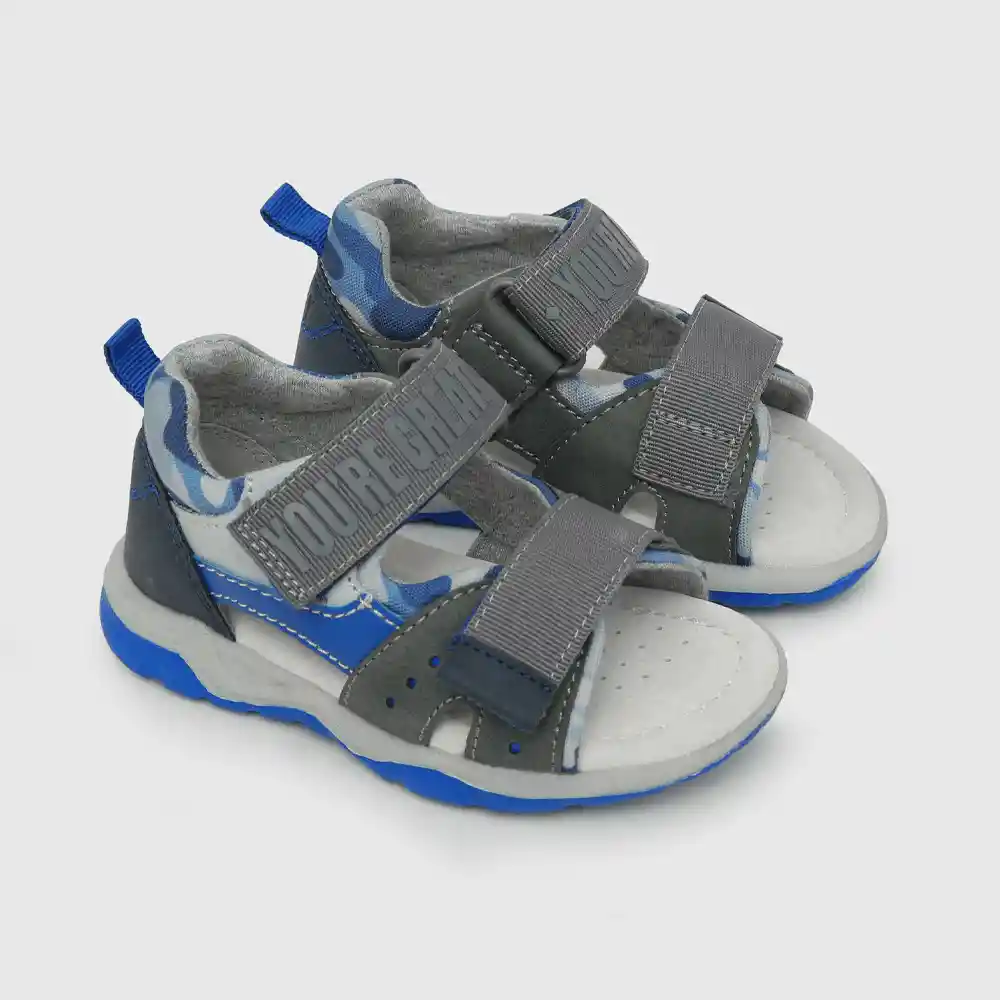 Sandalias 2 Velcros De Niño Gris Talla 21