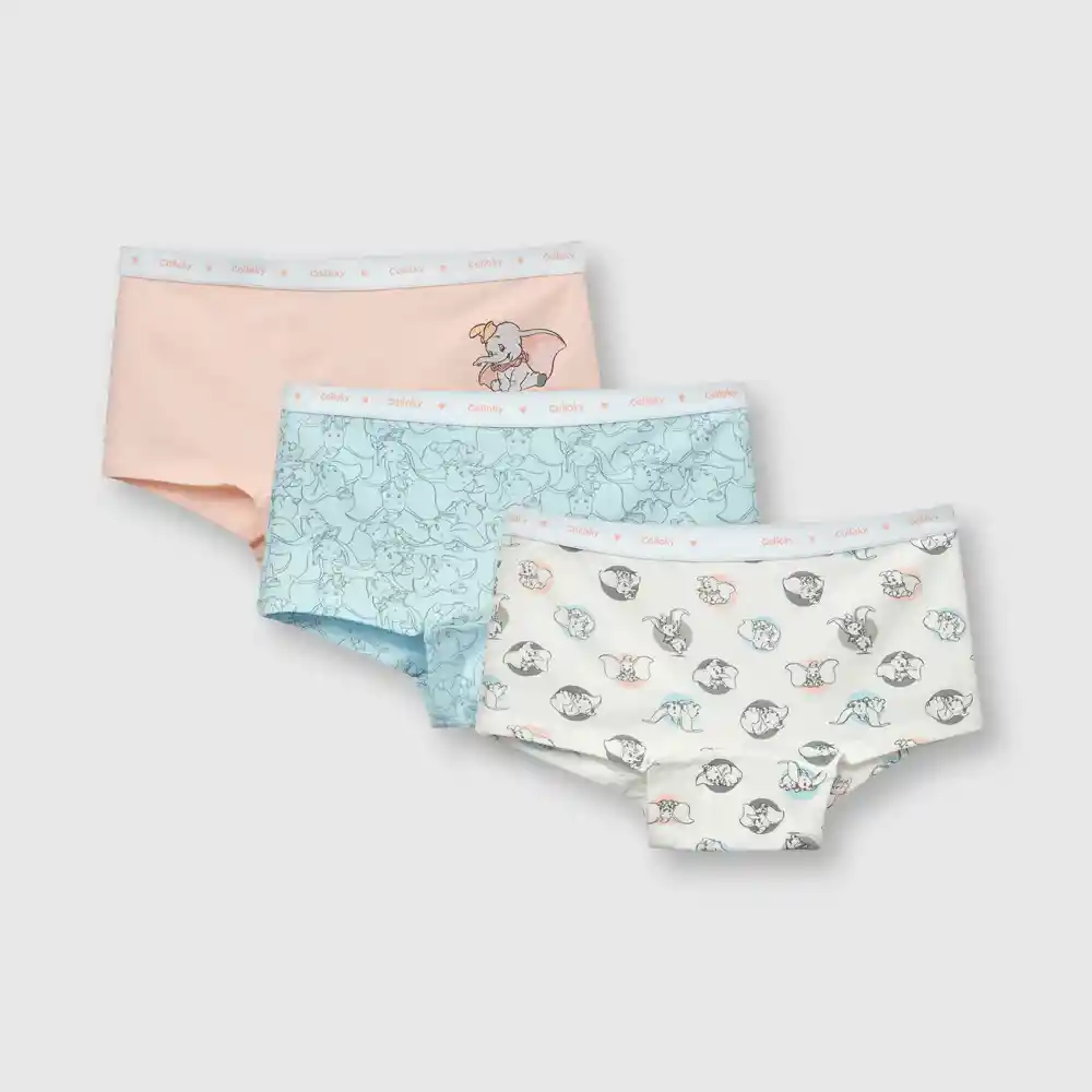 Pack Calzón Dumbo De Niña Celeste Y Rosa Talla 2a