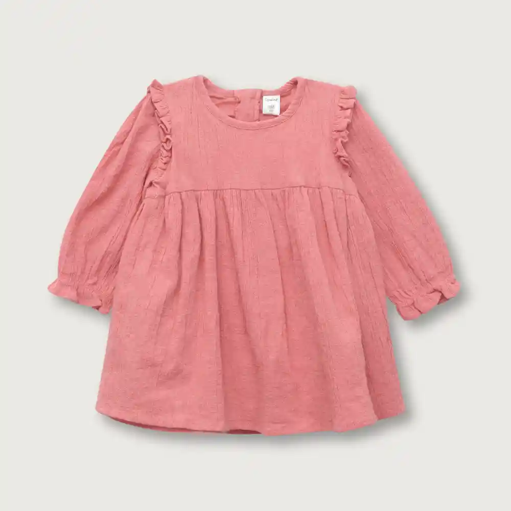 Vestido Manga Larga De Niña Rosa Viejo Talla 18 Meses