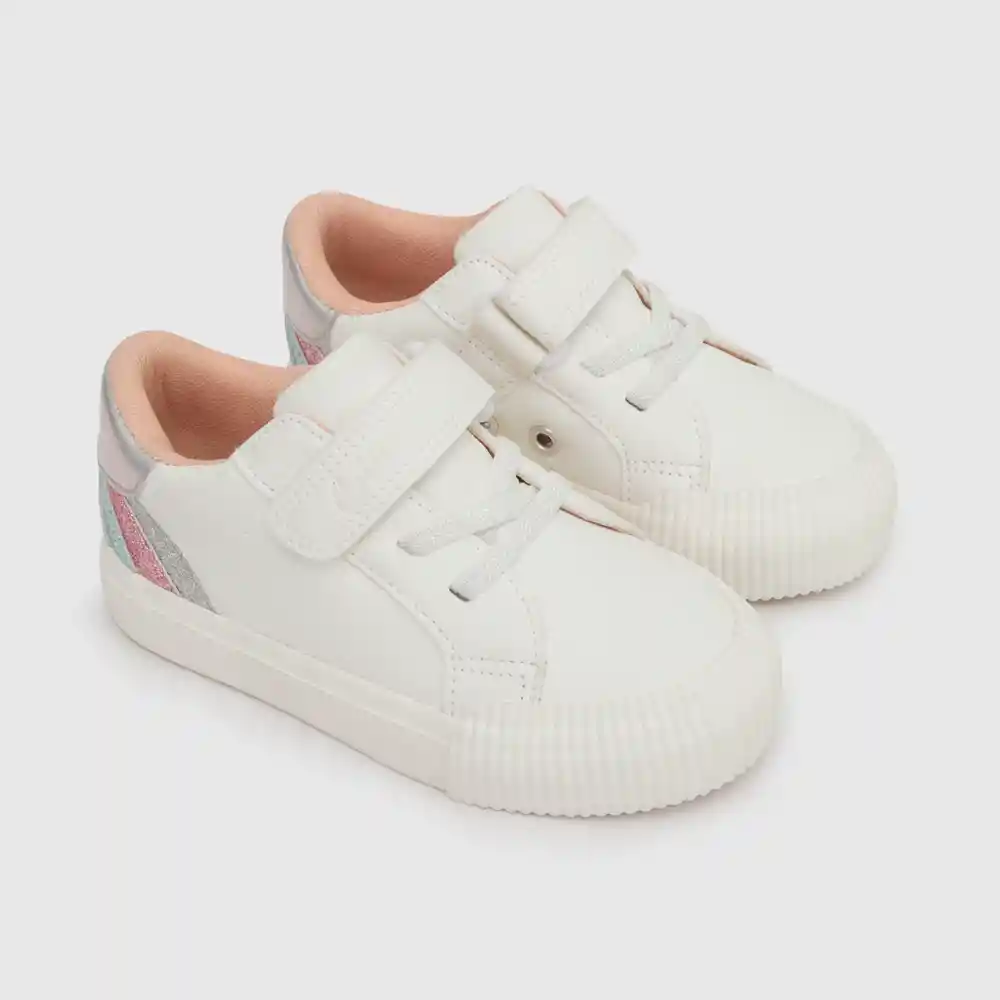 Zapatillas Urbanas Para Niña Con Glitter Blanca Talla 21