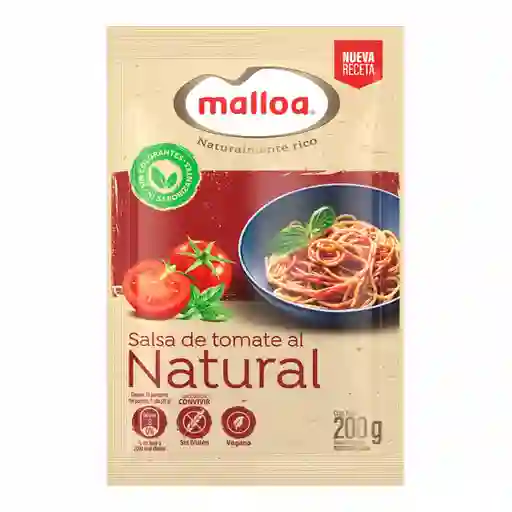 Malloa Salsa de Tomate al Natural Vegana sin Gluten