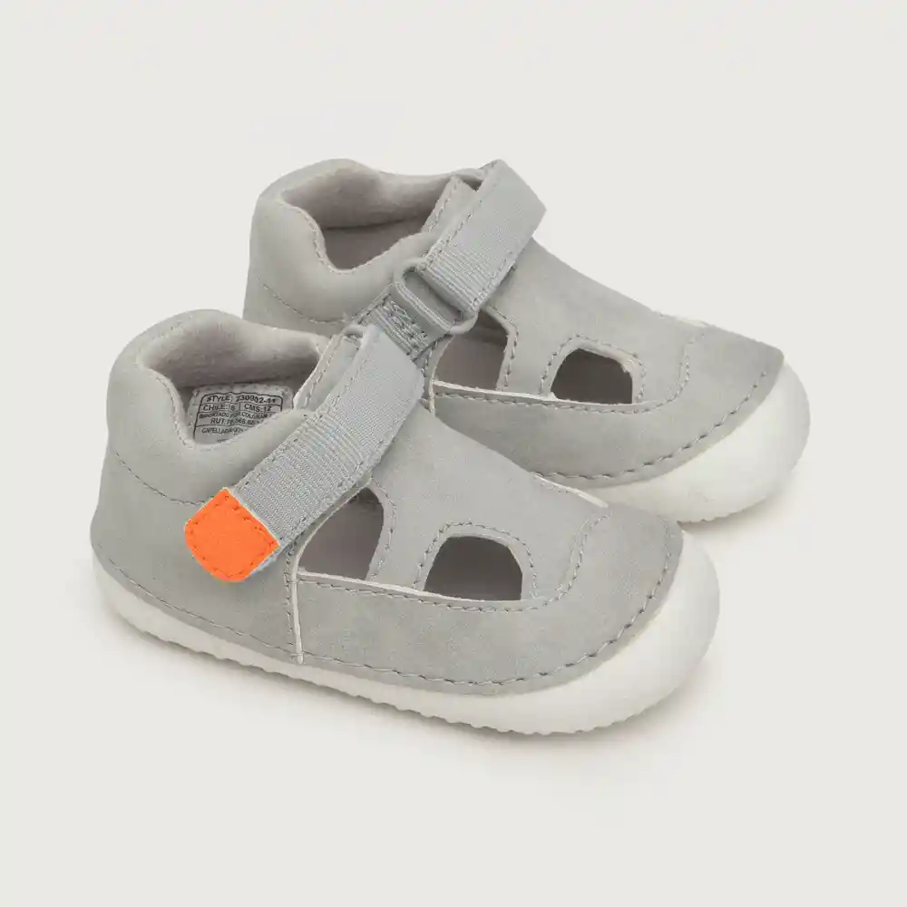 Sandalias Velcro Niño Gris Talla 17