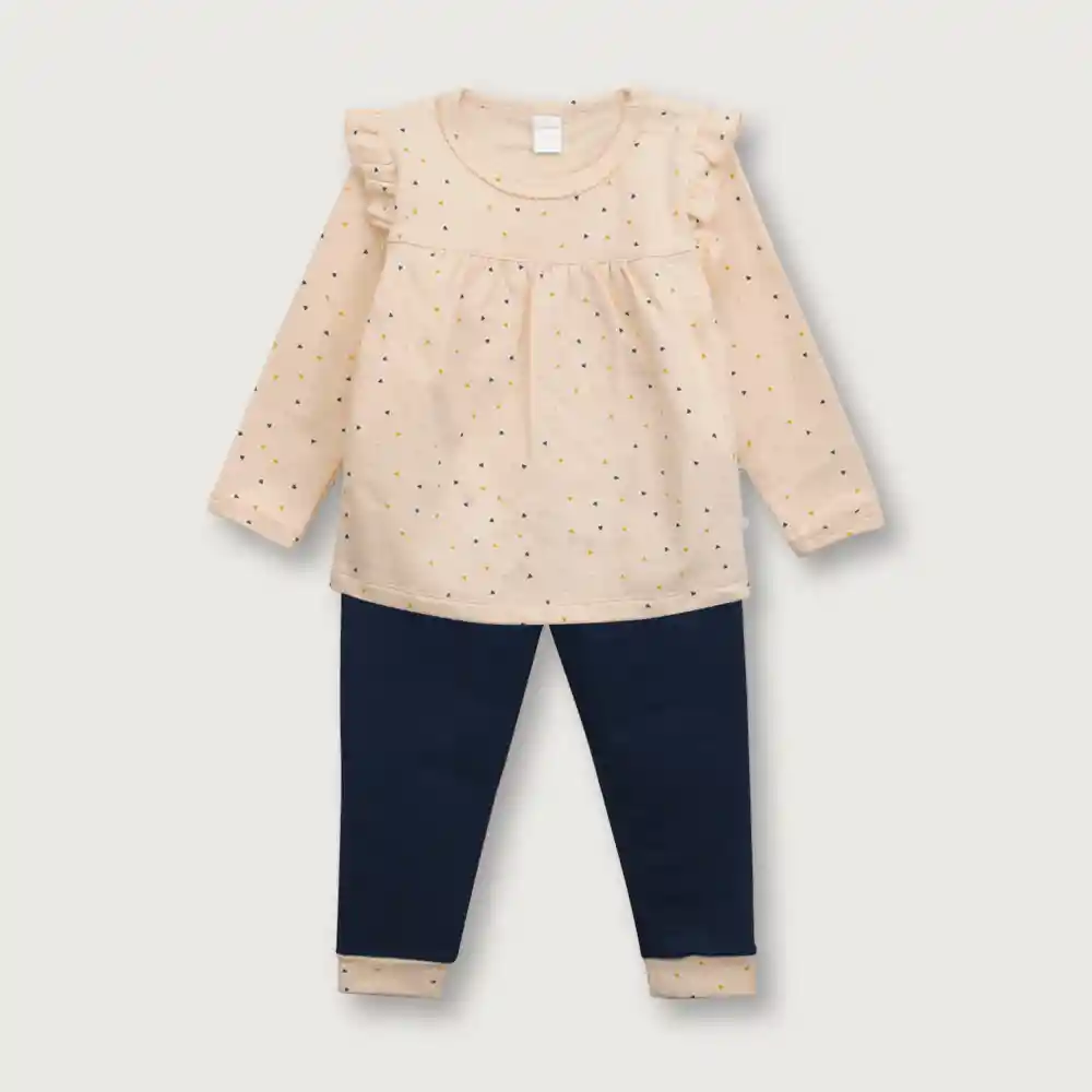 Conjunto Pijama Triangulitos De Niña Azul Talla 9 Meses