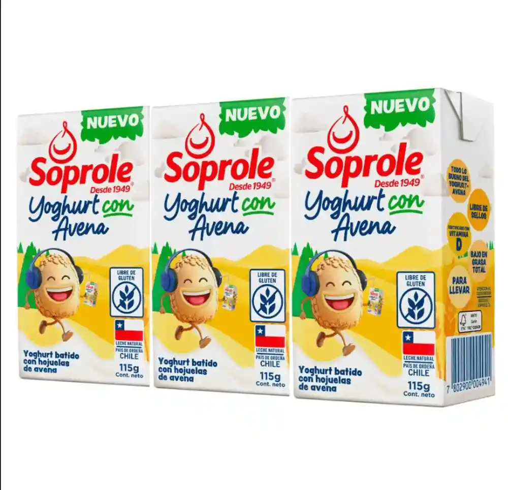 Soprole Pack 3 Yogurt Con Avena