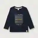 Polera Manga Larga De Niño Azul Talla 9m