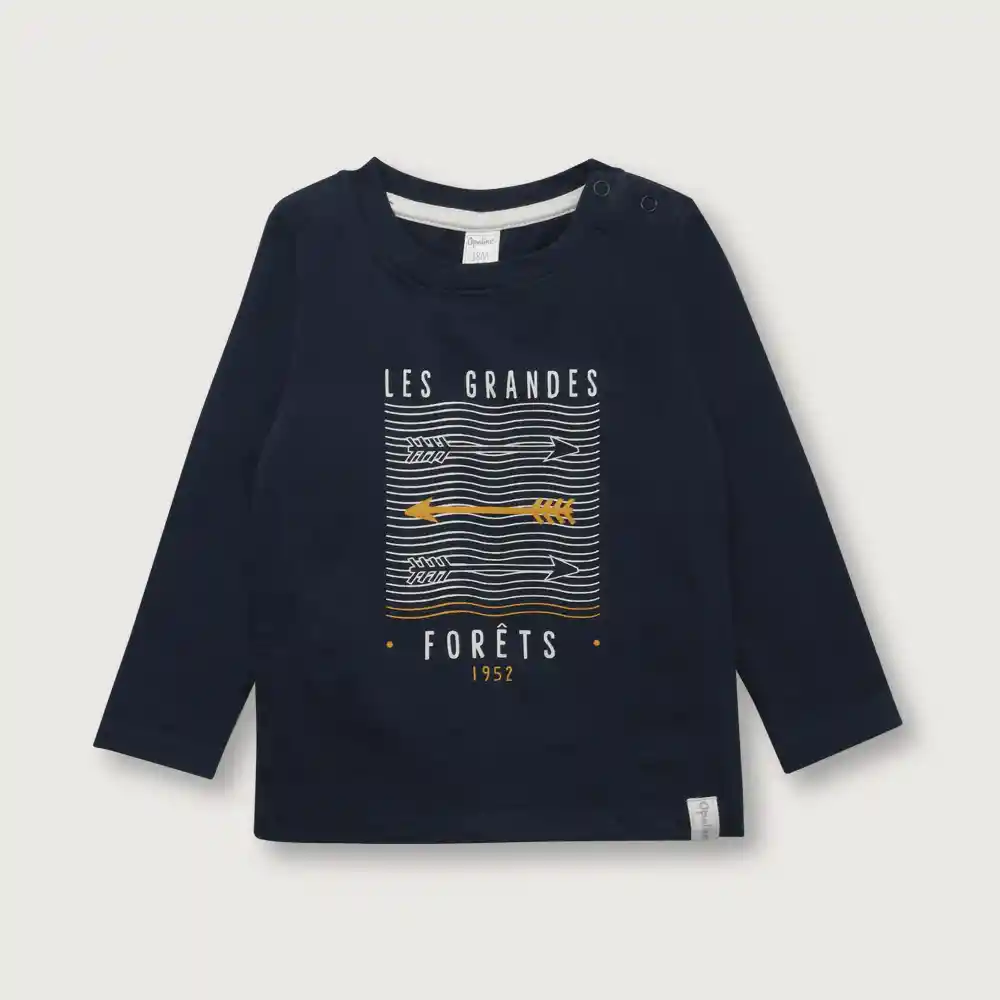 Polera Manga Larga De Niño Azul Talla 9m