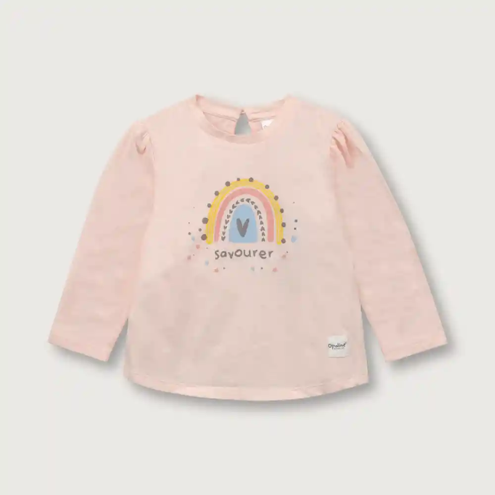 Polera Manga Larga Con Fruncido De Niña Rosado Talla 4a