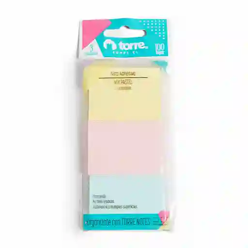 Torre Notes Mix Pastel 100 Hojas