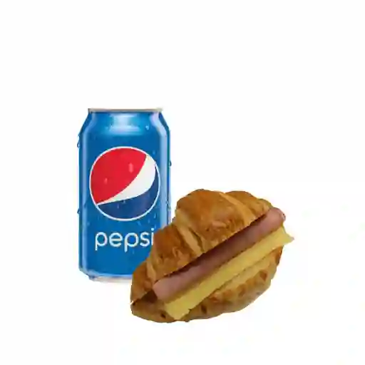 Croissant jamón y queso + bebida en lata