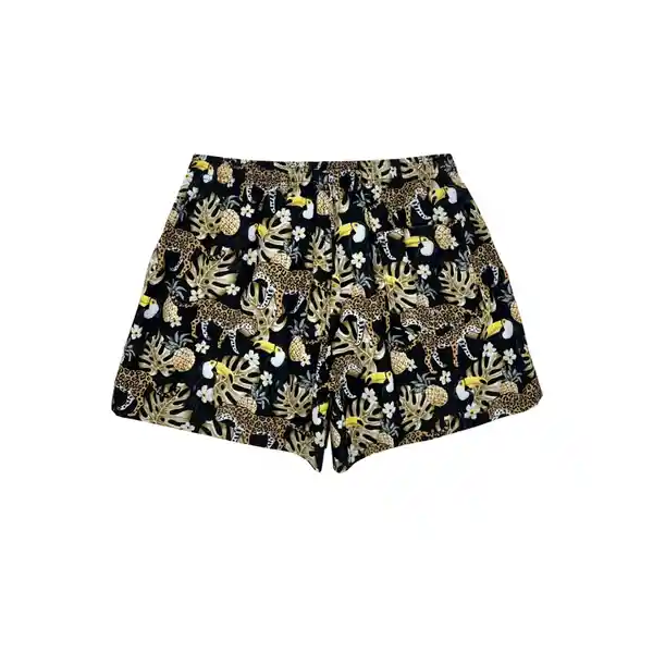 Short Corto Hombre Estampado Negro Talla S Samia