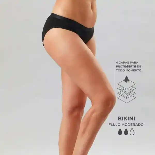 Bikini Calzón Menstrual Flujo Moderado Negro Talla L Flores