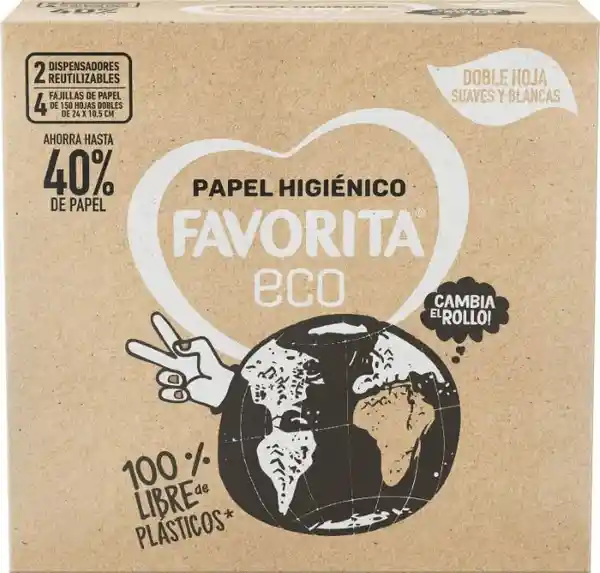 Favorita Eco Papel Higiénico Ecológico Doble Hoja