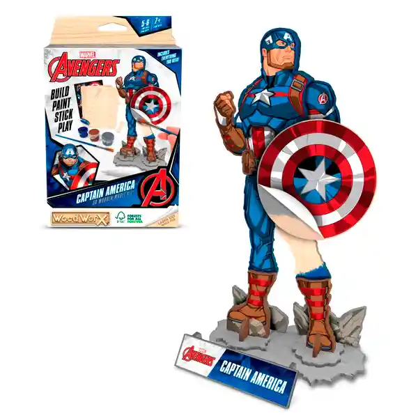 Avengers Figura de Acción Wood Worx Marvel Capitán América