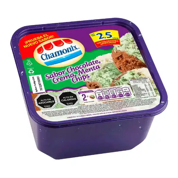 Helado Chamonix Chocolate Menta Chips Crema