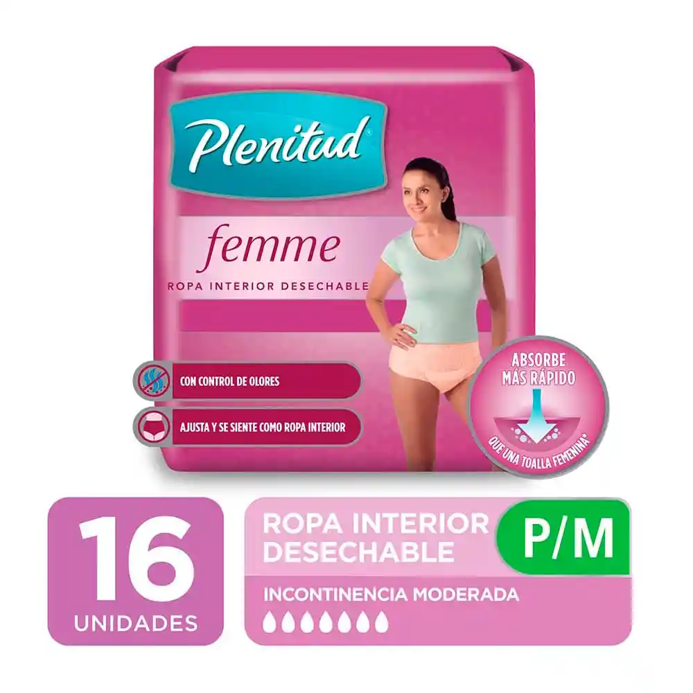 Femme Ropa Interior Desechable Incontinencia Moderada P/M 6