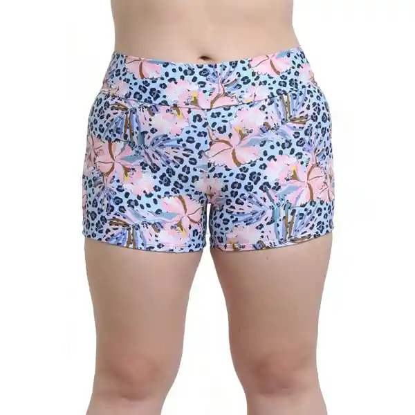 Bikini Short Estilo Hot Pant Estampado Celeste Talla M Samia