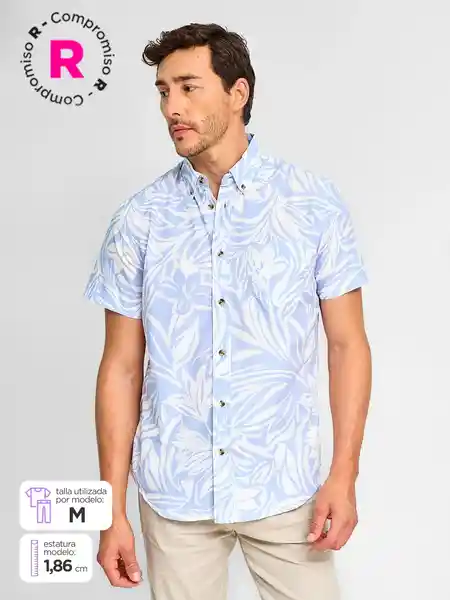 Kenneth Stevens Camisa Manga Corta Pop Enamo Celeste XL SS25