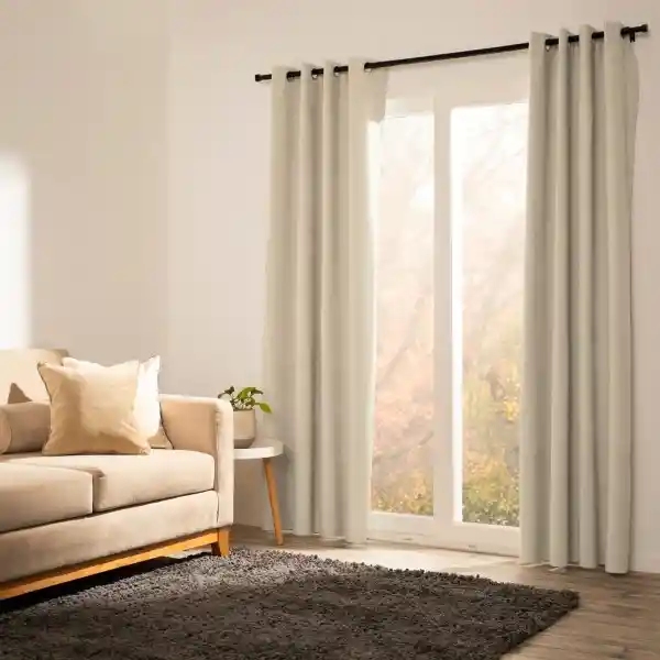 Cortina Blackout Chenille Ojetillos Gris 140 x 240 cm Casaideas