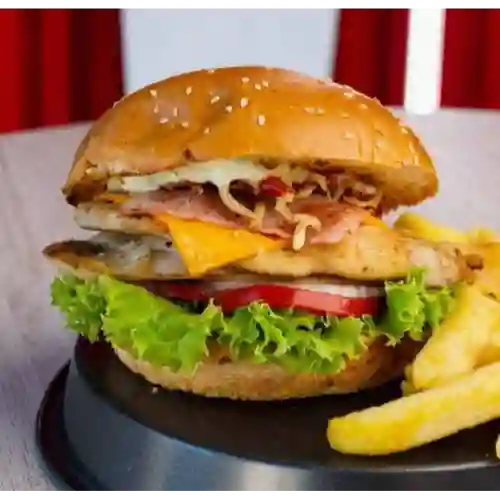 Hamburguesa Italiana de Pollo con Papas