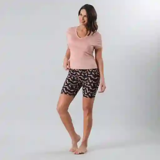 Polera Escote V Misty Rose M Flores