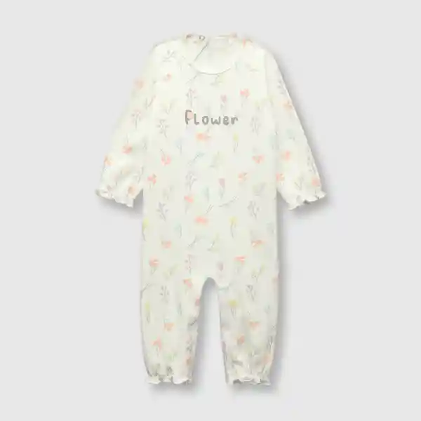 Entero de Bebé Niña Flores Off White Talla 6/9M Colloky