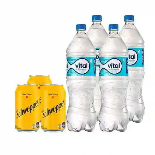 Combo Schweppes Agua Tonica 350 mL Vital Agua Con Gas