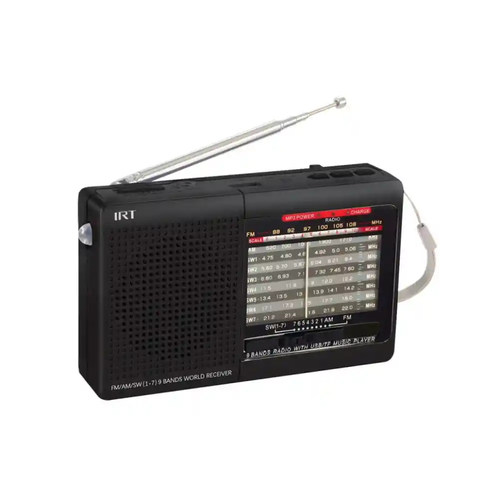 Radio Irt Am/fm/sw/usb/msd 9 Bandas Recargable Negro