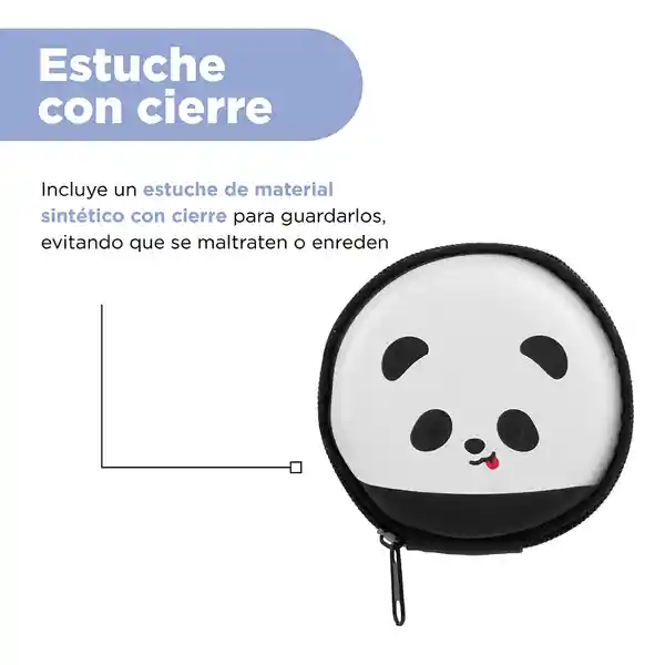 Audífonos de Cable Con Estuche Panda Miniso