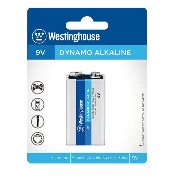 Westinghouse Batería Dinamo Alcalina 9V